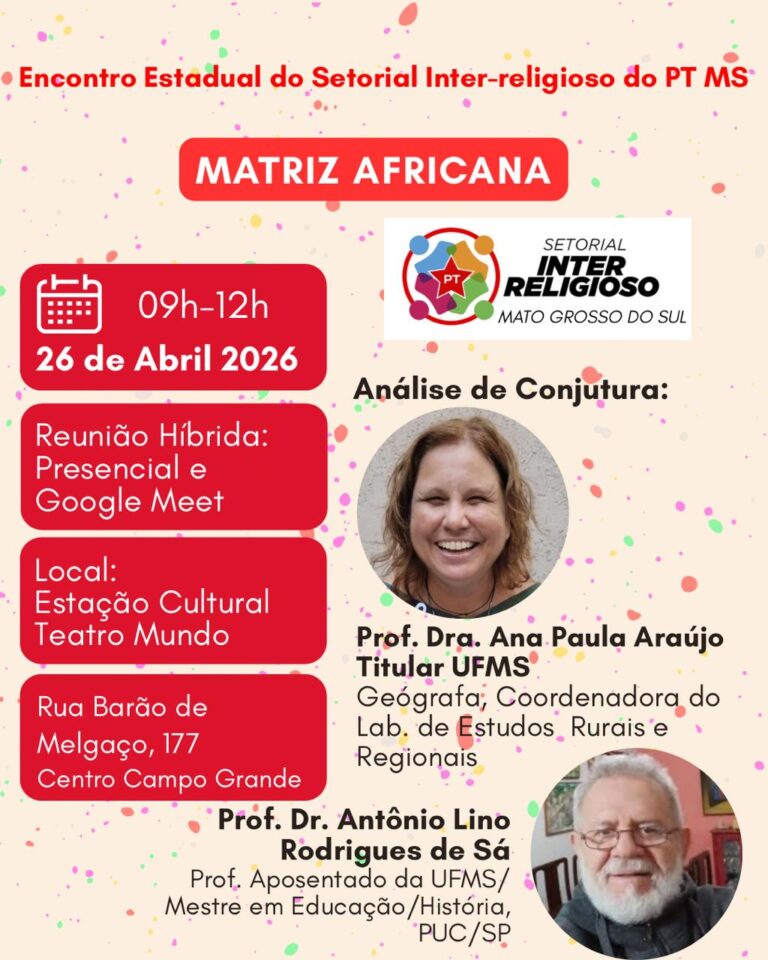 Convite: Encontro Estadual do Setorial Inter-religioso do PT/MS